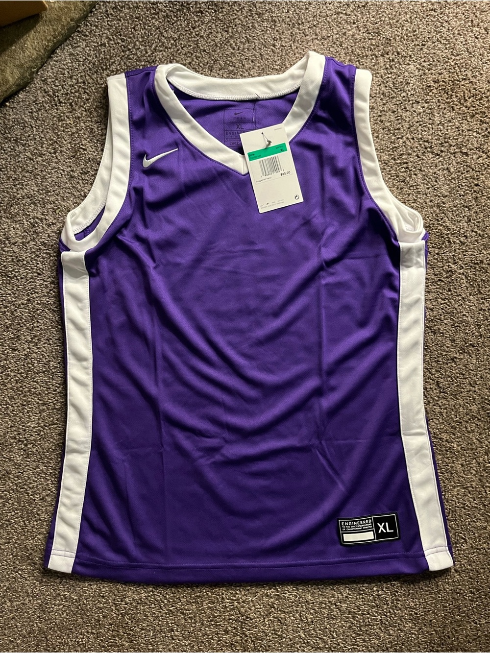 Nike Purple & White Basketball Jersey - Girls XL